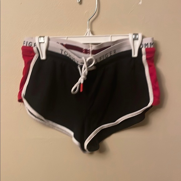 Tommy Hilfiger Pants - Tommy Hilfiger Athletic Shorts Black and Red Retro Design (Bin U)